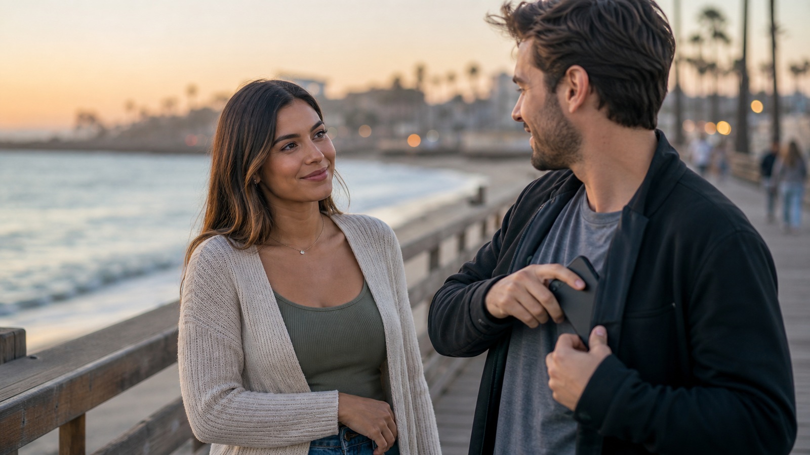 Photorealistic dating scene representing how to prepare for ghosting and breadcrumbing before the first date